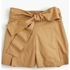NWT J. Crew Tie-waist cotton poplin shorts honey brown size 10